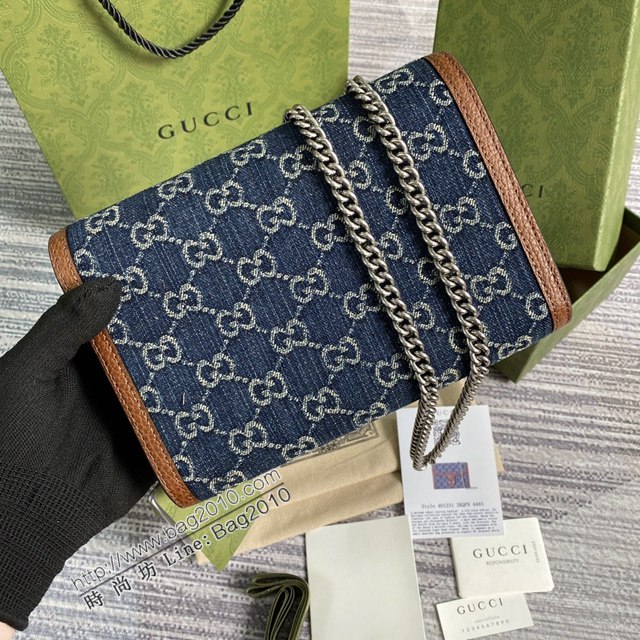 Gucci2021新顏色女包 古馳復古牛仔布酒神包 Gucci丹寧系列酒神鏈條單肩斜挎包 401231  ydg3198